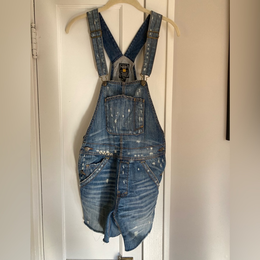 Lucky brand distressed overall shorts